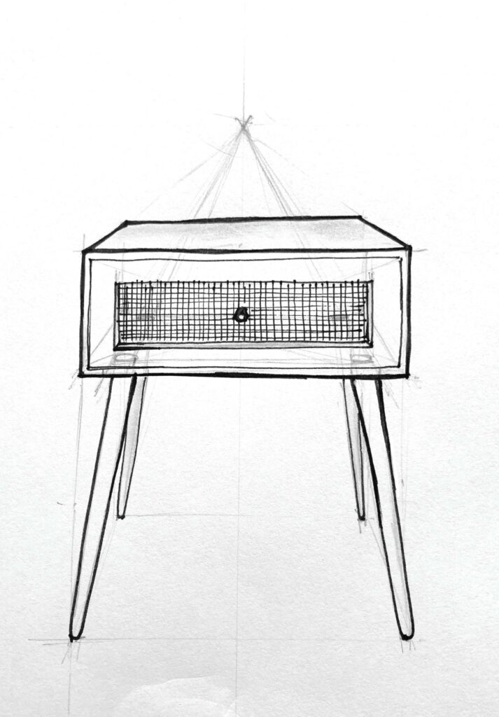 croquis en perspective objet