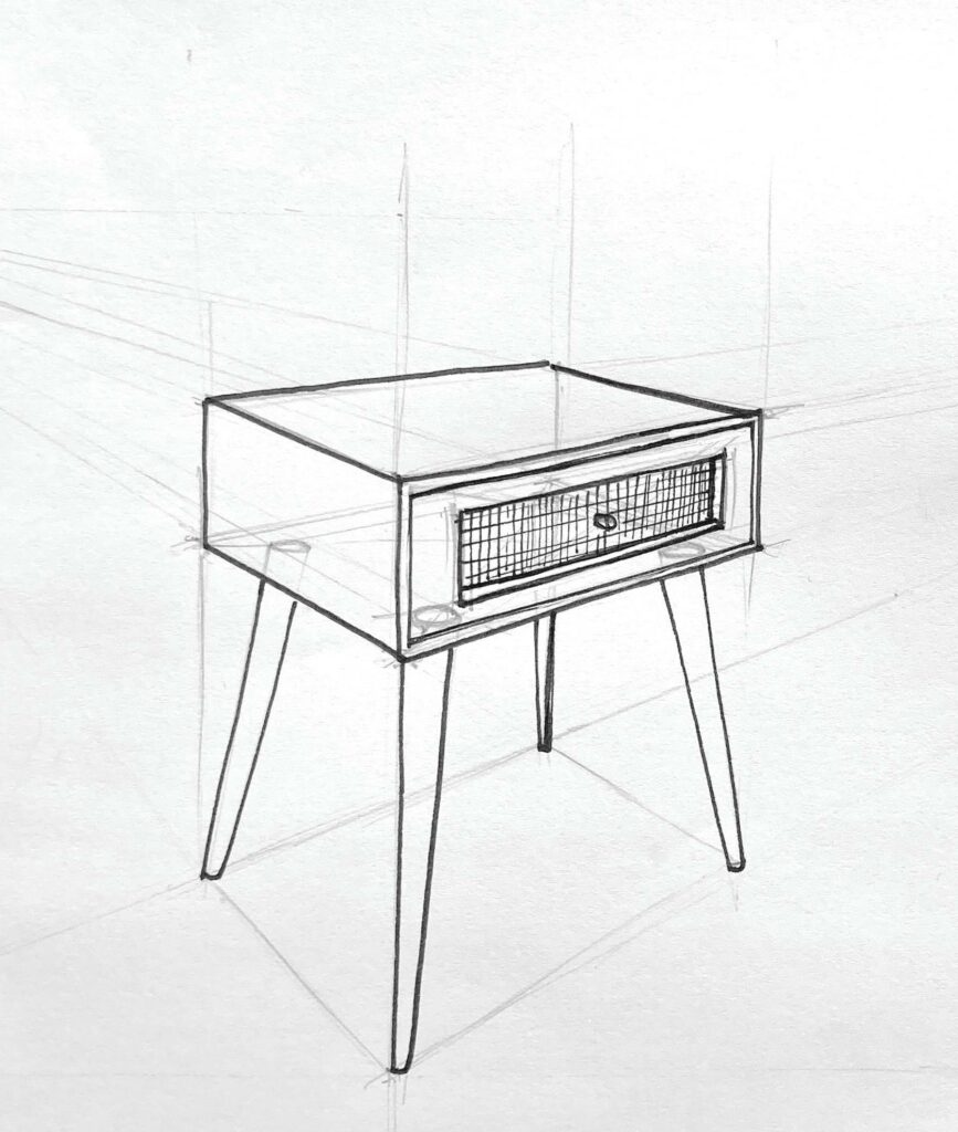 croquis en perspective objet